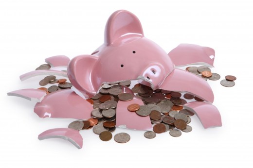 Shattered piggy bank