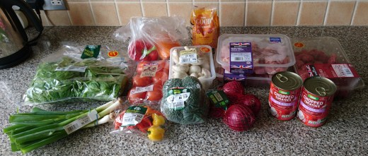 Selection of vegetables and meat