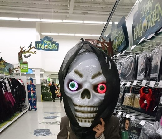 Image of human in a halloween skeleton mask