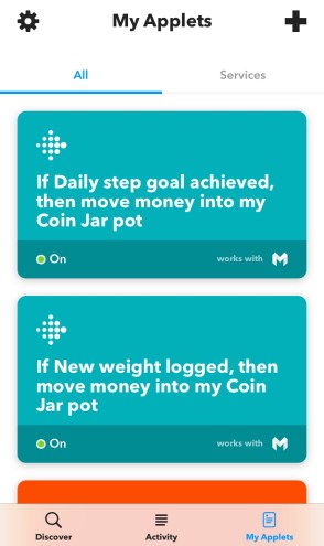 2 applets in the IFTTT app.